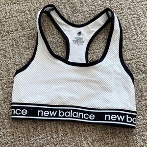 New Balance Black and White Striped Sports Bra